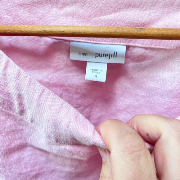 Pure Jill Women's Pink Linen Top 3/4 Sleeve Size‎ M - Picture 2 of 5